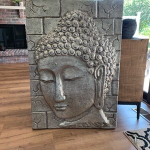 Buddha Wall Art in Gray and Cream